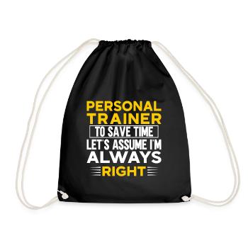 Fitness Workout Motivation Personal Trainer - Drawstring Bag - black - Front