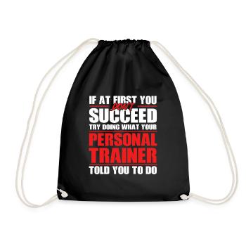 Fitness Workout Motivation Personal Trainer - Drawstring Bag - black - Front