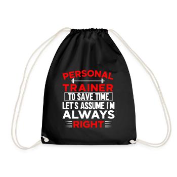 Fitness Workout Motivation Personal Trainer - Drawstring Bag - black - Front