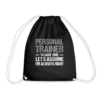 Fitness Workout Motivation Personal Trainer - Drawstring Bag - black - Front