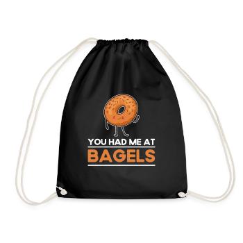 Bagel Food Gift Bagel - Drawstring Bag - black - Front