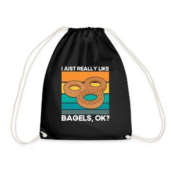 Bagel Food Gift Bagel - Drawstring Bag - black - Front