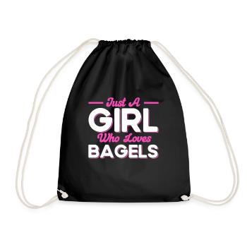 Bagel Essen Geschenk Bagel - Turnbeutel - Schwarz - Vorne