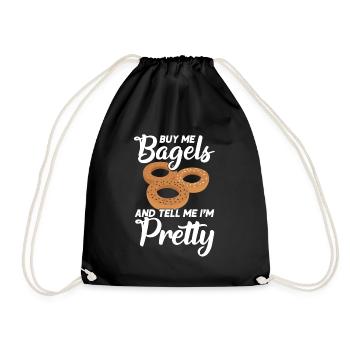 Bagel Food Gift Bagel - Drawstring Bag - black - Front