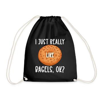 Bagel Essen Geschenk Bagel - Turnbeutel - Schwarz - Vorne