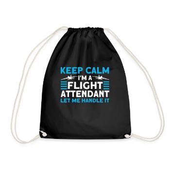 Flight Attendant Stewardess Cabin Crew - Drawstring Bag - black - Front