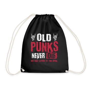 Old Punks Never Die, Punk Music - Drawstring Bag - black - Front