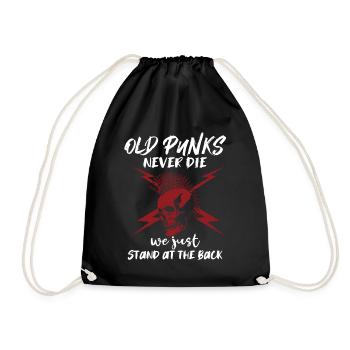 Old Punks Never Die, Punk Music - Drawstring Bag - black - Front
