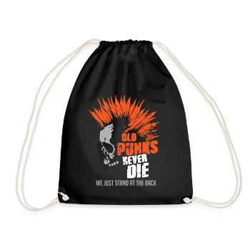 Old Punks Never Die, Punk Music - Drawstring Bag - black - Front