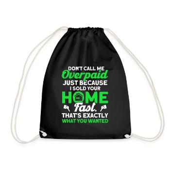 Real Estate Agent Broker Profession Real Estate - Drawstring Bag - black - Front
