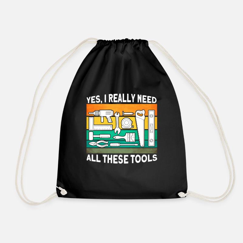 Carpenter Gift Saying Woodworking - Drawstring Bag - black