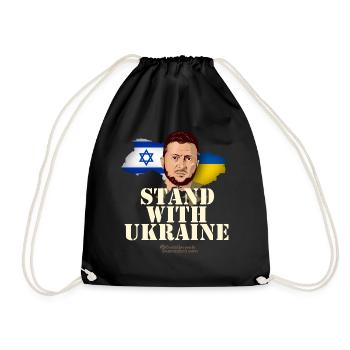Ukraine Israel Zelensky - Drawstring Bag - black - Front