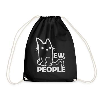 Saying ew people cat - Drawstring Bag - black - Front