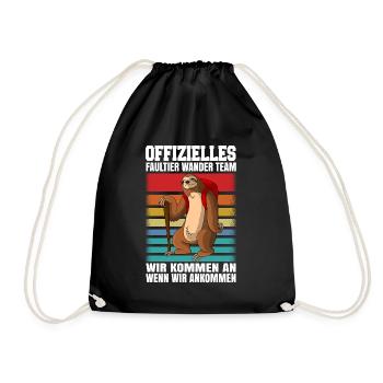 Faultier Wanderteam Wandern Geschenk - Turnbeutel - Schwarz - Vorne