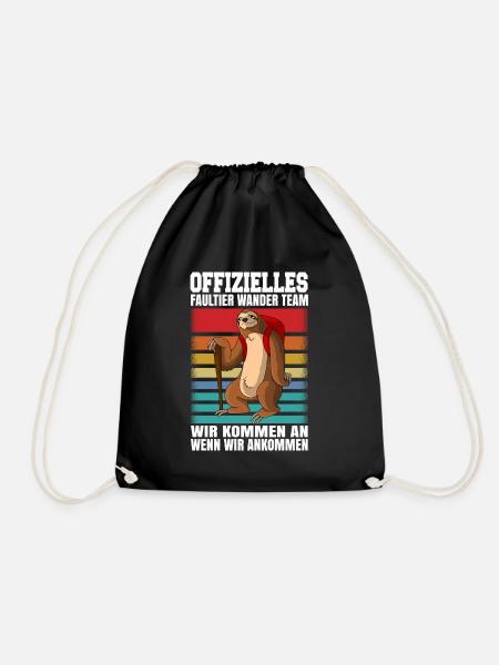 Faultier Wanderteam Wandern Geschenk - Turnbeutel - Schwarz