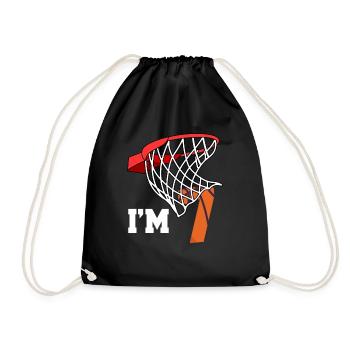 Ich Bin 7 Basketball 7. Geburtstag Basketballer - Turnbeutel - Schwarz - Vorne