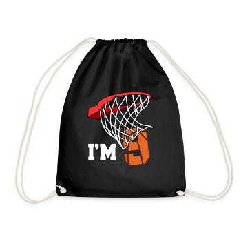 Ich Bin 9 Basketball 9. Geburtstag Basketballer - Turnbeutel - Schwarz - Vorne
