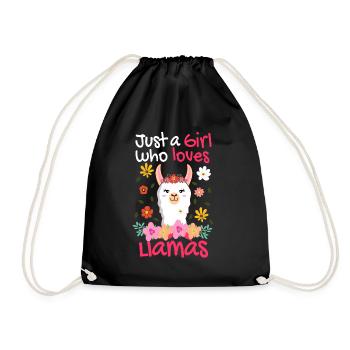 Just a Girl Who Loves Llamas - alpaca Gift - Drawstring Bag - black - Front