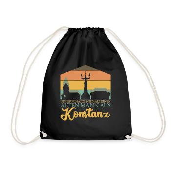 Konstanz Urlaub Bodensee Konstanzer - Turnbeutel - Schwarz - Vorne