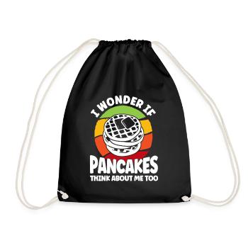 Pfannkuchen Liebhaber Geschenk Pfannkuchen Spruch - Turnbeutel - Schwarz - Vorne