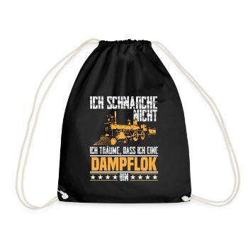 Dampflok Lokomotive Schnarchen Eisenbahn - Turnbeutel - Schwarz - Vorne