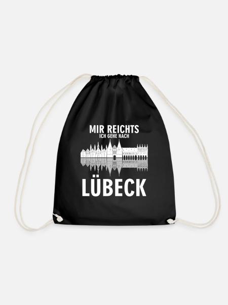 Lübeck Urlaub Lübecker - Turnbeutel - Schwarz