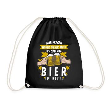 Bier im Blut Biertrinker Bierbrauer - Turnbeutel - Schwarz - Vorne