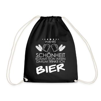 Bier Bierspruch Biertrinker Bierbrauer - Turnbeutel - Schwarz - Vorne