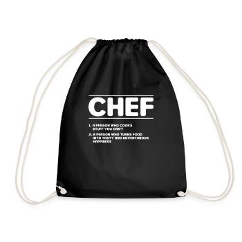 Chef saying gift funny cook - Drawstring Bag - black - Front