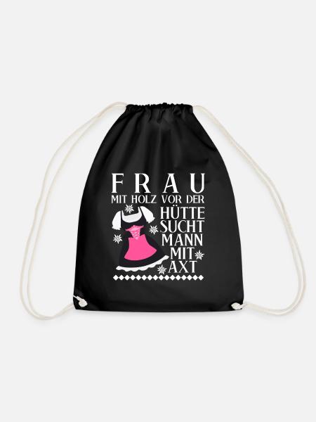 Single Frau Dirndl Alleinstehend - Turnbeutel - Schwarz