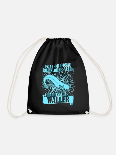 Waller Angeln Fisch Fischer Angler - Turnbeutel - Schwarz