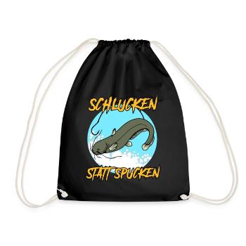 Waller Angler Angelsport Angeln Fisch - Turnbeutel - Schwarz - Vorne