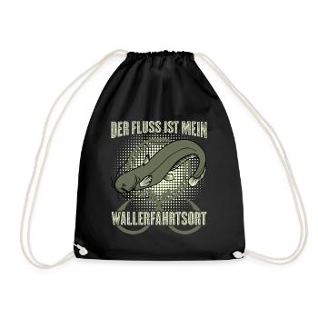 Angler Waller Angelsport Angeln Fisch - Turnbeutel - Schwarz - Vorne
