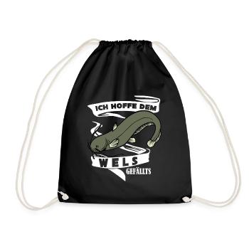 Angler Wels Waller Angelsport Angeln - Turnbeutel - Schwarz - Vorne