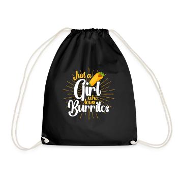 Burrito Taco Mexico Food Fan Burrito Eating - Drawstring Bag - black - Front