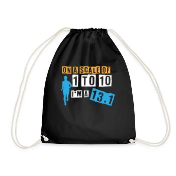 Half Marathon, Marathon, Runner - Drawstring Bag - black - Front