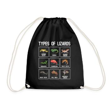 Types de lézards, lézards, reptiles - Sac de sport léger - noir - Devant