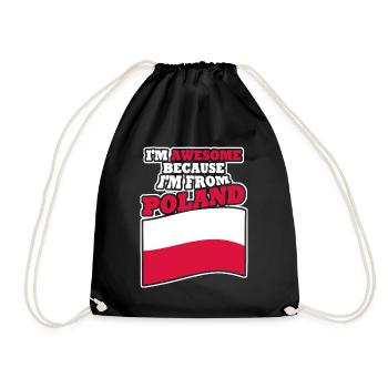 Pologne Pole Polska Drapeau polonais - Sac de sport léger - noir - Devant