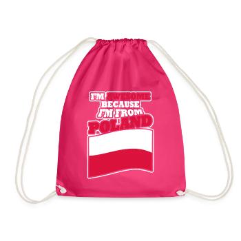 Poland Pole Polska Flag Polish - Drawstring Bag - fuchsia - Front