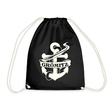 Grömitz Anker - Turnbeutel - Schwarz - Vorne