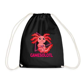 Gamesolotl Video Gamer Kawaii Anime Axolotl - Turnbeutel - Schwarz - Vorne