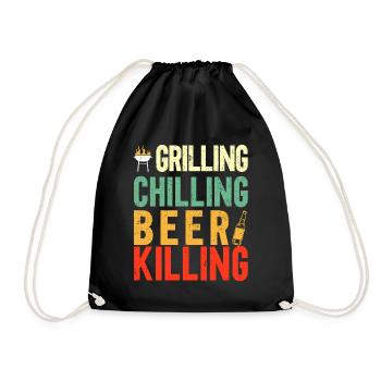 Bbq Grill Meat Lovers Grill Party Food Bbq - Drawstring Bag - black - Front