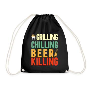 Bbq Grill Meat Lovers Grill Party Food Bbq - Drawstring Bag - black - Front