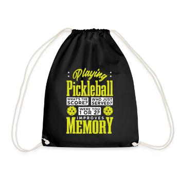 Playing Pickleball improves memory - Drawstring Bag - black - Front
