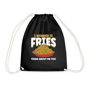 Pommes Frites Fast Food Pommes Frites - Turnbeutel - Schwarz - Vorne