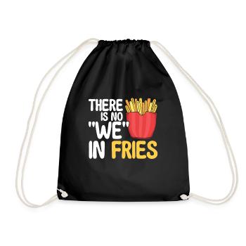 Pommes Frites Fast Food Pommes Frites - Turnbeutel - Schwarz - Vorne