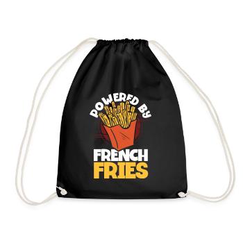 Pommes Frites Fast Food Pommes Frites - Turnbeutel - Schwarz - Vorne