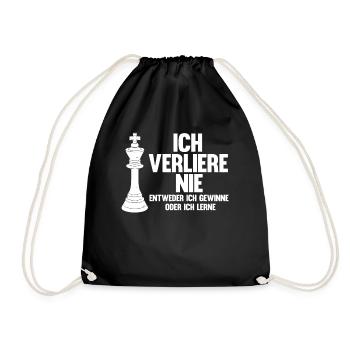 Schachspieler, Ich Verliere Nie, Schach - Turnbeutel - Schwarz - Vorne