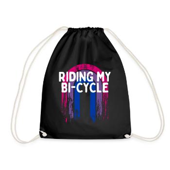 Riding My Bi-Cycle Bisexual LGBTQ Bi Pride LGBT - Drawstring Bag - black - Front