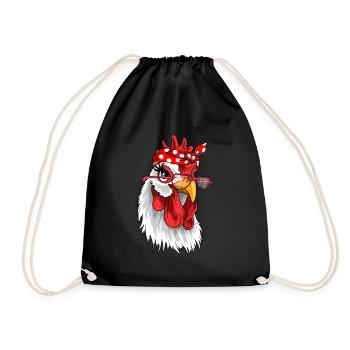 Hühner bandana mit Sonnenbrille kopftuch - Turnbeutel - Schwarz - Vorne